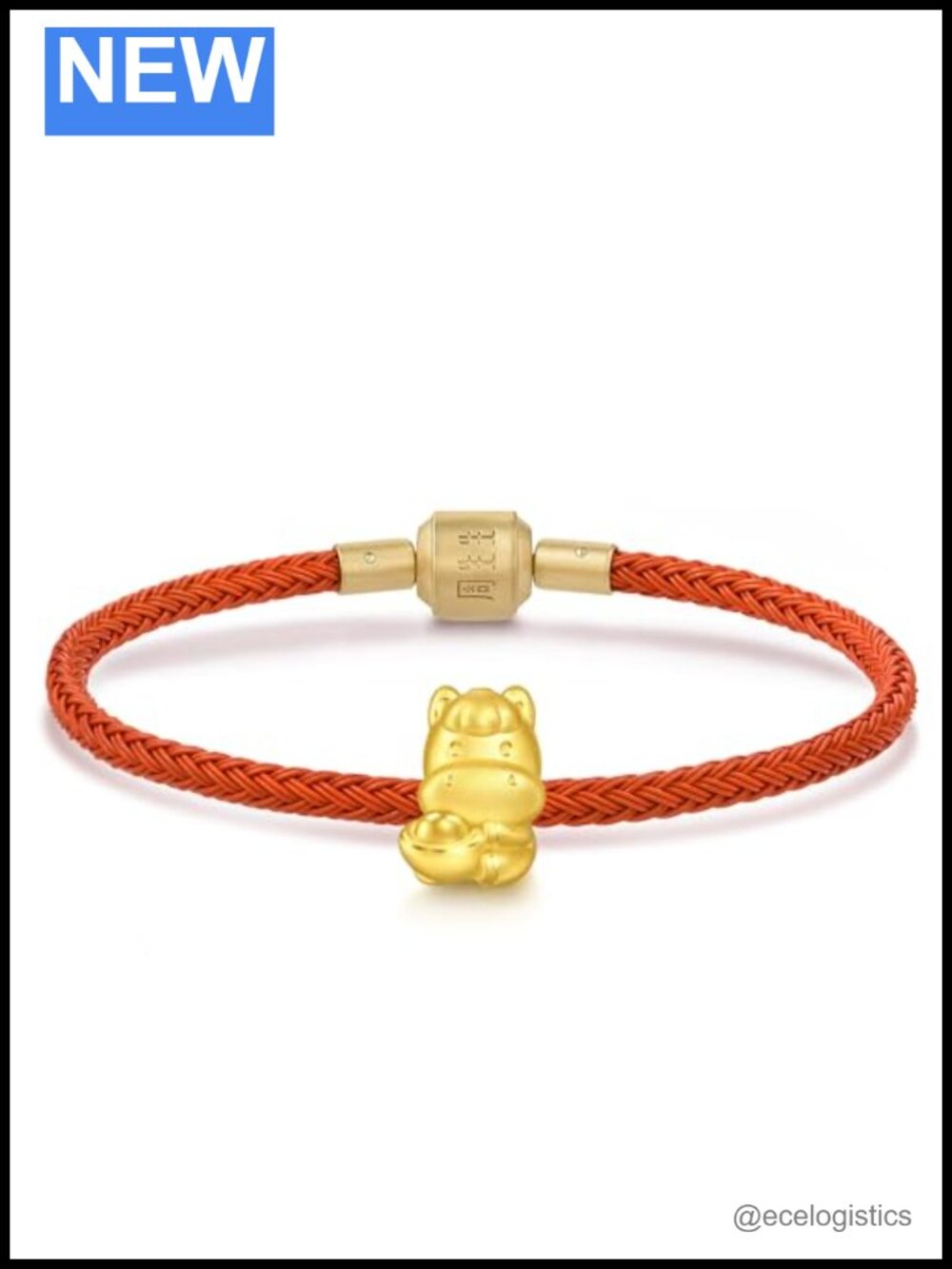 999 Gold Sycee Horse Charm Bracelet Unisex 17cm